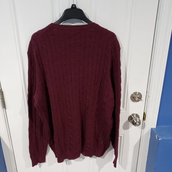 Club Room Men's Cable-Knit Crewneck Cotton Sweater Red Plum NWT - Picture 6 of 9